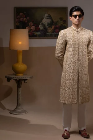 Ivory & Gold Handcrafted Sultan Sherwani