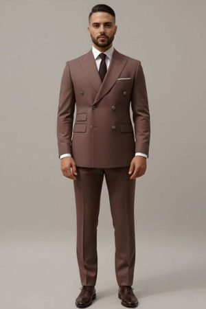 Chicoo Brown 2 Piece Tuxedo Suit